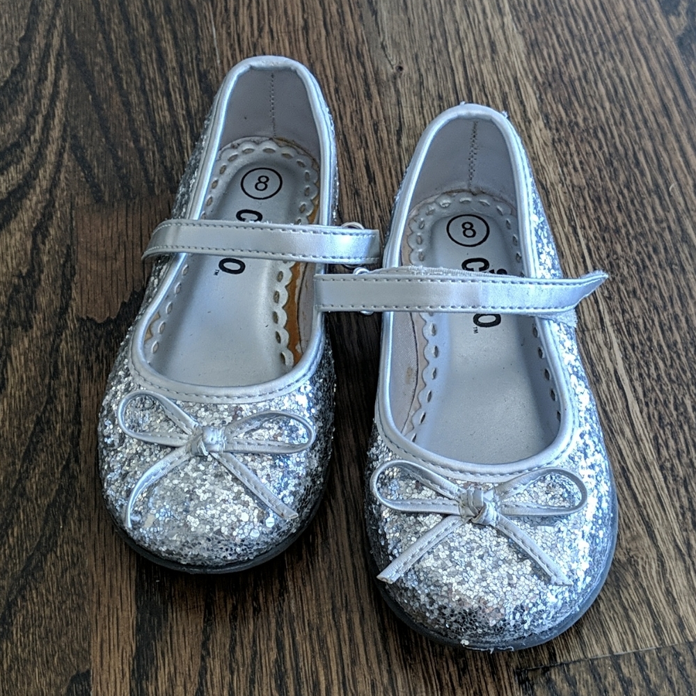 Silver sequence dress shoes.